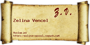 Zelina Vencel névjegykártya